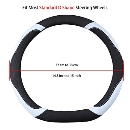 Soft Suede D Shape Steering Wheel Cover, Warm Steering Wheel Cover Fashion Universal 15 inch, Light Blue - color: D Light Blue, size: D Shape