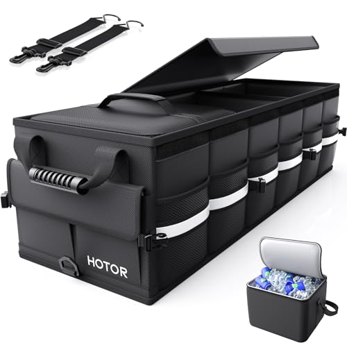 HOTOR Car Trunk Organizer - Trunk Organizer for SUV with Removable Cooler Bag, Foldable Cover, 3 Compartment Car Storage Essential Car Accessories for Truck, Van & Sedan, Black, 37.0" x 14.6" x 12.0" - color: Black, size: 37.0" x 14.6" x 12.0"
