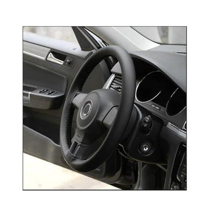 38cm/15 Inch Leather Steering Wheel Cover Stitch On Wrap, Breathable, Anti-Slip Steering Wheel Cover for Nissan Qashqai Toyota Camry RAV4 VW Golf - color: Black