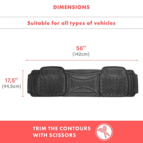 Heavy Duty Black Rubber Car Floor Mat by Vaygway –Automotive Rear Universal 1 Piece Runner Mat -Trimmable Rubber Liner Rug– Back Seat Liner – All Weather Protection for Car, Truck Van SUV - style: Car Rear Floor Mat Runner