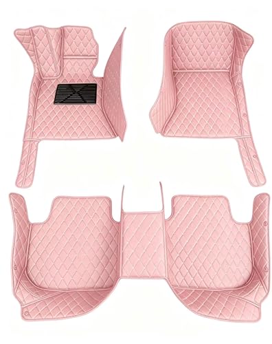 Custom Making Car Floor Mats Waterproof Anti-Slip Faux Leather Protection Floor. Auto Foot Pad Set Automobile Interior Carpet Accessories for SUV and Trucks (Pink) - color: Pink