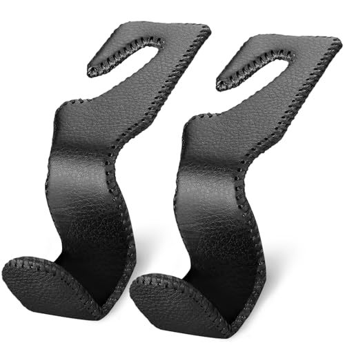 Purse Hook for Car Seat Headrest, Car Purse Holder Leather Vehicle Storage Organizer for Handbags, Groceries, 2Pack Black - color: Black, size: 2 Pack