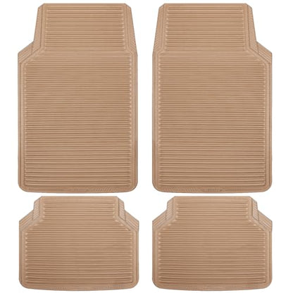 CAR PASS Rubber Floor Mats - All Weather, Full Set 4-Piece, Waterproof Automotive Mats Trim to Fit Most Cars, Sedans, SUVs, Vans - Heavy Duty Anti-Slip Easy Clean, All Beige - color: Beige