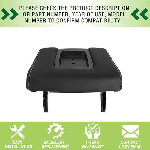 Front Seat Center Console Armrest Lid with Base Black Compatible with 2014-2019 Chevrolet Chevy Silverado Suburban Tahoe GMC Sierra Yukon XL Replaces 22881398 22876379 - color: Black Armrest Lid with Base