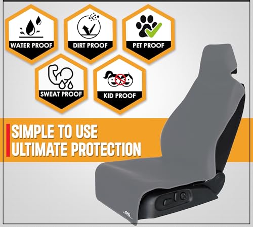 Gorla Gear Gray Premium Universal Fit Waterproof Stain Resistant Grey Car Seat Cover Neoprene Non-Slip Bucket Seat Dog Sweat Proof Protector Save Your Leather Cloth Seats Van Truck Auto SUV Sedan - color: Gray