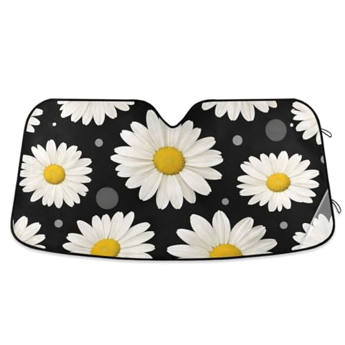 Sun Shade for Car Windshield Daisy Flower Floral Polka Dot Foldable Sun Shield Sun Heat and UV Protection Automotive Interior Sun Protection - color: Pattern 2