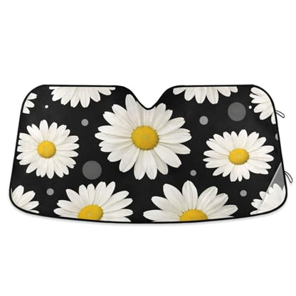 Sun Shade for Car Windshield Daisy Flower Floral Polka Dot Foldable Sun Shield Sun Heat and UV Protection Automotive Interior Sun Protection - color: Pattern 2