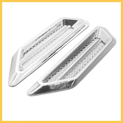 2Pcs Chrome Adhesive Car Side Fender Vent Air Flow Decoration Sticker 17 x 4.5cm Auto Replacement Parts