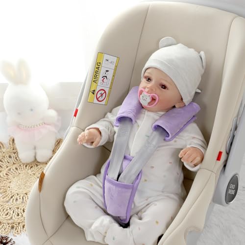 SWESEN Baby Car Seat Strap Covers, 3 Piece Soft Car Seat Strap Shoulder Pads for Baby Girls Boys, Double-Sided Use carseat Straps Covers for Stroller, Car Seats, Pushchair, Purple - color: Purple