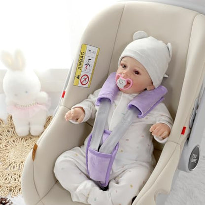 SWESEN Baby Car Seat Strap Covers, 3 Piece Soft Car Seat Strap Shoulder Pads for Baby Girls Boys, Double-Sided Use carseat Straps Covers for Stroller, Car Seats, Pushchair, Purple - color: Purple