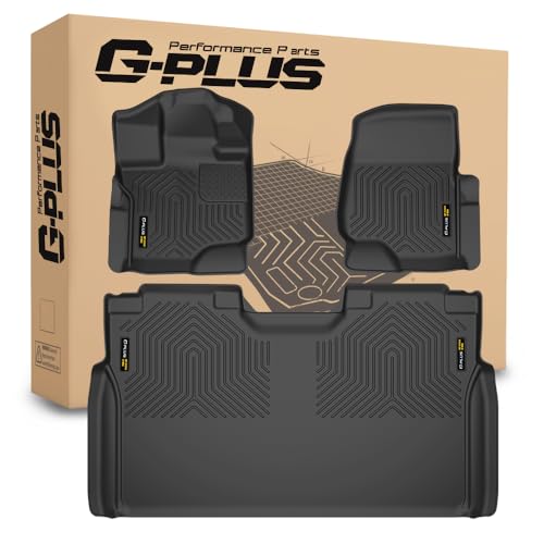 G-PLUS Floor Mats Fit Ford F150 SuperCrew 2015-2025/F150 Lightning 2022-2025 SuperCrew(w/o Fold Flat Storage), TPE Custom Fit All Weather Front & 2nd Row Floor Liners Truck Mats,3PCS Black - size: 2015-2025|Fit Ford F150 Super Crew|3Pcs