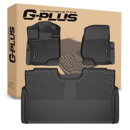 G-PLUS Floor Mats Fit Ford F150 SuperCrew 2015-2025/F150 Lightning 2022-2025 SuperCrew(w/o Fold Flat Storage), TPE Custom Fit All Weather Front & 2nd Row Floor Liners Truck Mats,3PCS Black - size: 2015-2025|Fit Ford F150 Super Crew|3Pcs