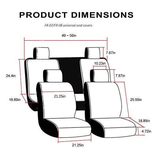 FREESOO Car Seat Covers Leather Seat Cover Full Set Automotive Seat Cover Protector Accessories Airbag Compatible Universal Fit for 5 Seats (Black Blue 8)