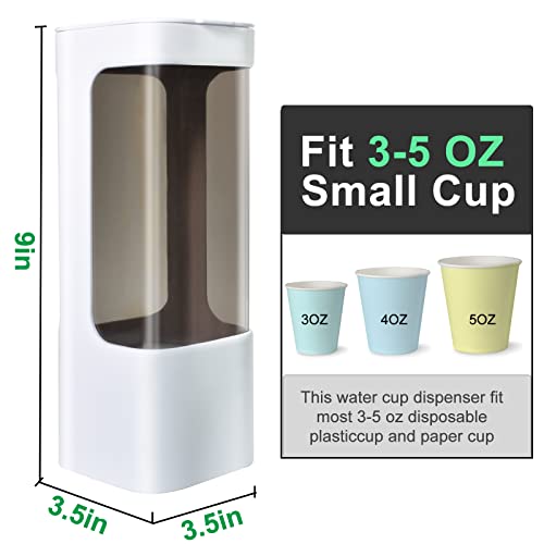 Cup Dispenser, Wall Mounted Water Cooler Cup Dispenser for 3oz-5oz Disposable Cups, Bathroom Cup Holder, Plastic Paper Cup Holder with Adhesive/Screw Mount for Office, Hospital, Bathroom - color: White
