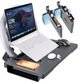 Carbon Fiber 2-in-1 Steering Wheel Tray Table & Car Seat Gap Filler Organizer | Foldable Adjustable Desk for Laptop, Eating & Work | Universal Car Office Accessories for Drivers, Women & Men