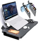 Carbon Fiber 2-in-1 Steering Wheel Tray Table & Car Seat Gap Filler Organizer | Foldable Adjustable Desk for Laptop, Eating & Work | Universal Car Office Accessories for Drivers, Women & Men