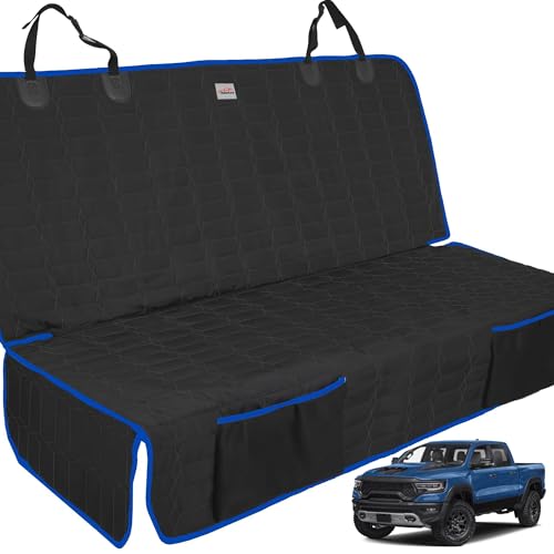 Back Seat Cover for Dogs, Washable Bench Seat Covers for Trucks,Nonslip Truck Seat Cover Protector for F150/Ram1500/GMC Sierra/Toyota/Chevrolet Silverado,Car Seat Covers for Dogs - color: Truck-Blue, size: Truck Bench-61"W