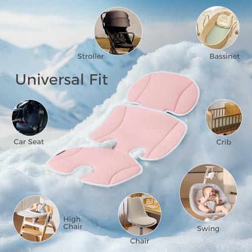 Momcozy Stroller Cooling Pad | Universal Soft Cooler Pad, Breathable & Adjustable Seat Liner | Detachable 2-Piece Cooling Cushion | Fits Strollers, Crib, High Chair, Bassinet, Swing - color: Pink