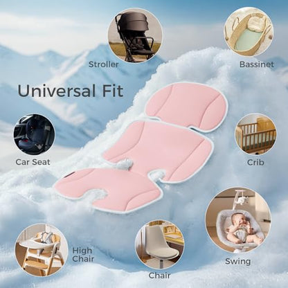 Momcozy Stroller Cooling Pad | Universal Soft Cooler Pad, Breathable & Adjustable Seat Liner | Detachable 2-Piece Cooling Cushion | Fits Strollers, Crib, High Chair, Bassinet, Swing - color: Pink