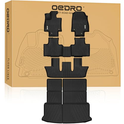 OEDRO Upgraded Floor Mats Fit for 2024 2025 2026 Toyota Grand Highlander w/Subwoofer 7 Seat(Include Hybrid), TPE Interior Seat Back Covers and Cargo Liner Behind 3rd Row (Trunk Mat with Backrest Mat) - style: 24-26 Grand Highlander Full Mats Set