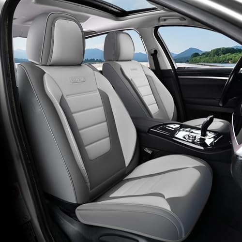 Coverado Car Seat Covers Front, Seat Covers for Cars, Waterproof 2-Pack Car Seat Cushion, Leather Carseat Seat Protectors, Universal Seat Covers Fit for Most Sedans SUV Pick-up Trucks(Gray&Light Gray) - color: Gray&Light Gray, size: Front