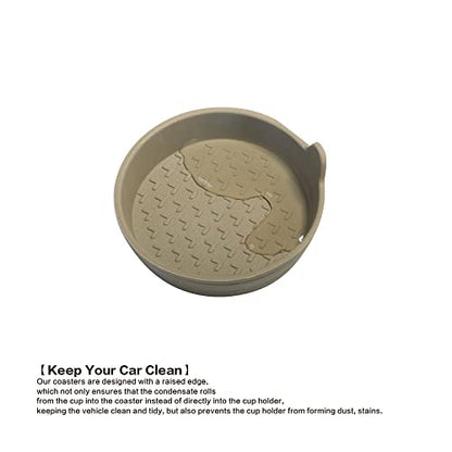4 Packs Silicone Car Cup Holder Coasters,Car Coasters for Cup Holders,Universal Removabl Vehicle Cup Holder Coasters for Most Cars, Trucks, RVs (Beige) - color: Beige