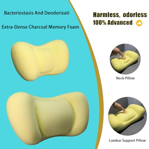 Lumbar Support Pillow for car，Car Neck Pillow Kit, Memory Foam Ergonomic Car Headrest and Lumbar Support for Driving Fatigue Relief, Comfort and Support Your Neck and Back
