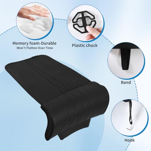 Car Seat Leg Extender Support Pad, Leather Leg Rest Pillow with Breathable Perforations & Memory Foam, Anti-Wrinkle Surface Universal Car Seat Cushions Fit for Most Vehicles, Chairs, Black