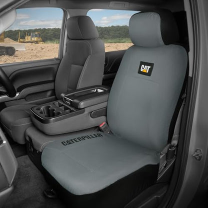 CAT DuraDrive Car Front Seat Cover – (1) pc, Gray Oxford, Heavy Duty Protection, Semi-Universal Fit – Durable Water-Resistant Auto Seat Protector for Truck, SUV, Sedan – Easy Install & Washable - color: Gray 1 Front