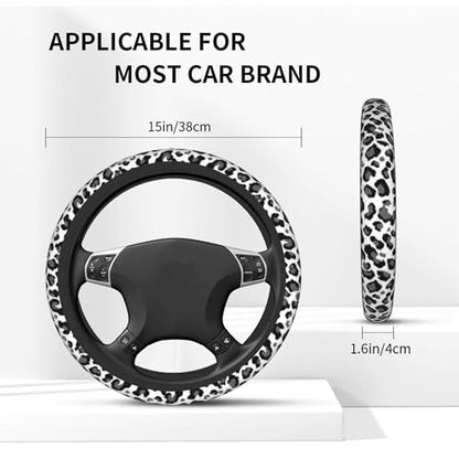 Gray Leopard Steering Wheel Cover - Leopard Print Steering Wheel Car Accessories Universal 15 Inch Steering Wheel Cover Women Men Neoprene Anti Slip Breathable Wheel Cover Protector - color: Gray Leopard