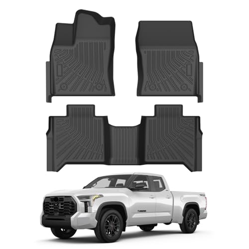 Cartist Floor Mats for Toyota Tundra 2022-2025 2026 CrewMax Cab, All Weather Floor Liners for Tundra Accessories, Heavy Duty TPE Car Mats, Car Accessories - size: 2)Toyota Tundra CrewMax Cab【2022-2026】
