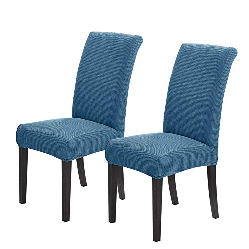 Joccun Chair Covers for Dining Room Set of 2, Chair Slipcovers Stretch Dining Room Chair Covers Seat Protector,Washable Parsons Chair Cover for Home,Hotel,Banquet(Dark Blue,2 Pack) - color: Dark Blue, size: 2 Pack