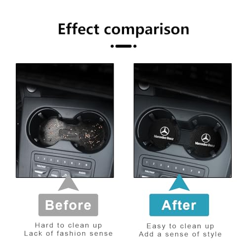 Car Cup Holder Coaster for Mercedes Benz Recessed Silicone Cupholder Coaster Interior Accessories 2.75in 2Pack Black - color: Black-08