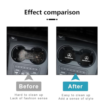 Car Cup Holder Coaster for Mercedes Benz Recessed Silicone Cupholder Coaster Interior Accessories 2.75in 2Pack Black - color: Black-08