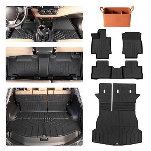 PROSHEVE Floor Mats & Cargo Liner Set for Toyota RAV4 2013-2018 Including Hybrid, Custom Fit TPE All Weather Floor Liners with Cargo Mat and Seat Back Protector, Full Set Interior Protection - size: 13-18 Floor Mats & Cargo Mats