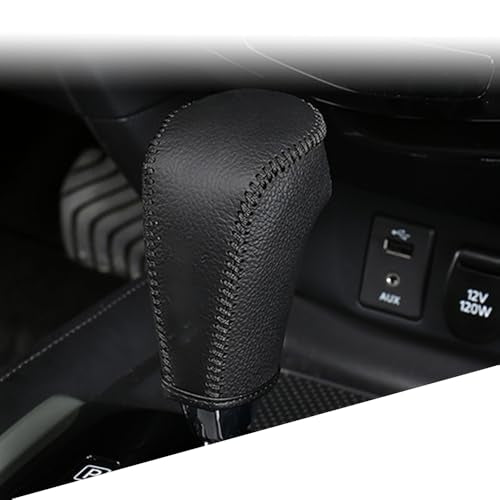 Great-luck Genuine Leather Automatic at Gear Shift Knob Cover Protector Trim,the car Interior Accessories(Black Stitches) for Nissan Murano(2015 2016 2017 2018 2019 2020 2021 2022 2023 2024) - color: Black Stitches, size: Murano(2015-2024)