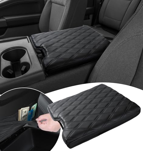 Thickened Center Console Armrest Cover with Hidden Pockets for 2015-2025 F150 Accessories, 2017-2025 F250 F350 F450, PU Leather Middle Console Protective Cover (Jump Seat Console Only) - color: Jump Seat (Hidden Pocket)