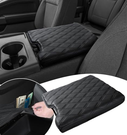 Thickened Center Console Armrest Cover with Hidden Pockets for 2015-2025 F150 Accessories, 2017-2025 F250 F350 F450, PU Leather Middle Console Protective Cover (Jump Seat Console Only) - color: Jump Seat (Hidden Pocket)