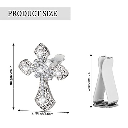 Frienda Bling Car Air Vent Clip Crystal Cross Rhinestone Vehicle Air Conditioner Outlet Vent Charm Car Bling Accessories for Women Wheels Interior Decoration(Silver)