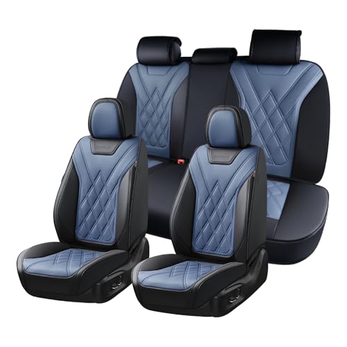 Coverado Car Seat Covers Full Set, Seat Covers for Cars, Front Seat Covers and Back Seat Cover Waterproof Leather Automotive Seat Cover, Universal Car Interior Protectors Cushion for Most Cars - color: 8918-Blue-Black, size: FullSet