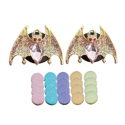 New Bat Aromatherapy Car Decoration Clip Car Air Vent Decorative Fragrance Bat Rearview Mirror Pendant Ambience Decoration Pendant (Double Gold Bat) - size: Double Gold Bat