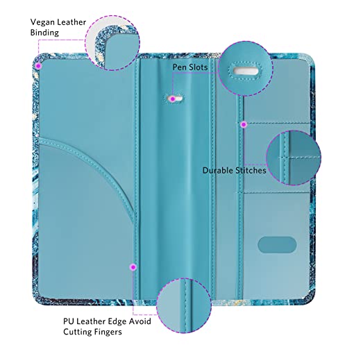 CoBak Car Registration and Insurance Holder - Vehicle Glove Box Car Organizer,Auto Truck Comparment Accessories Case with Magnetic Closure for Driver License,Cards - color: L-Teal&Gold Marble