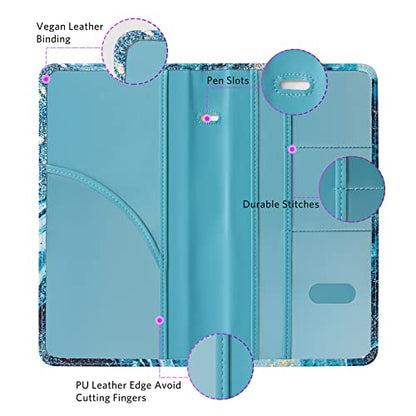CoBak Car Registration and Insurance Holder - Vehicle Glove Box Car Organizer,Auto Truck Comparment Accessories Case with Magnetic Closure for Driver License,Cards - color: L-Teal&Gold Marble