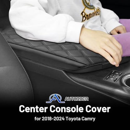 Autorder Center Console Cover for 2018-2024 Toyota Camry Accessories Leather Armrest Cushion Cover Anti-Scratch Middle Console Pad for Cat Dog Pet - size: 2018-2024 Toyota Camry