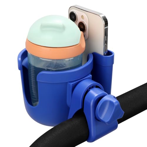 Accmor Stroller Cup Holder with Phone Holder, Bike Cup Holder, Universal Cup Holder for Uppababy Nuna Doona Strollers, 2-in-1 Cup Holder for Walker, Wheelchair, Scooter - color: All Dark Blue & All Dark Blue