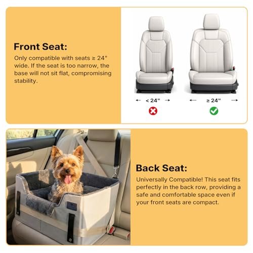 Veehoo 2-in-1 Dog Booster Car Seat & Pet Bed for Small Medium Dogs up to 50lbs, Foldable Travel Car Seat with Safety Leash, Non-Slip Removable Washable Cover