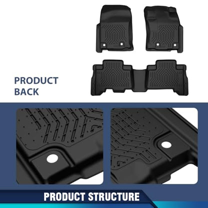 PIT66 Floor Mats Set Compatible with 2013-2024 Toyota 4Runner / Fit 2014-2023 LX GX460 (Heavy Duty) TPE 3-Piece Premium,Black All Weather Floor Liners Mats Interior Accessories - size: Fit Toyota 4Runner 2013-2024 | 3PCS