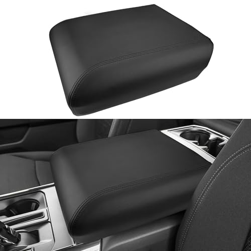 INTGET Center Console Cover for 2025 2026 Ford F150 Accessories Interior 2021 2022 2023 2024 Car Middle Arm Rest Armrest Lid Seat Cover Protector Elbow Cushion Pad(Black Stitches, 2021-2026)