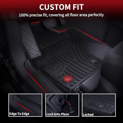 LASFIT Floor Mats for Toyota Tacoma 2024 2025 2026 Double Cab Auto Tran (Not fit Hybrid) All Weather Floor Liner for Tacoma TRD/SR/SR5/limited TPE Custom Fit Car Mats Front&Rear 2 Row Mats
