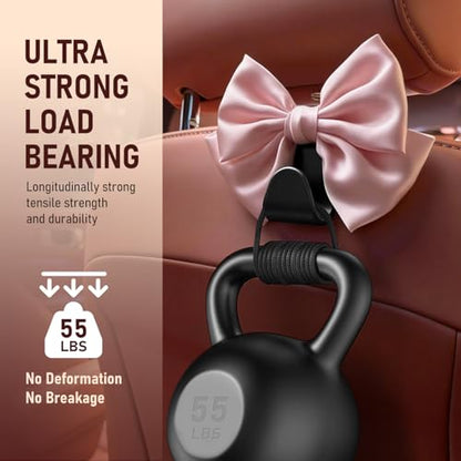 Car Seat Headrest Hook Bow Hooks for Car Bow Car Accessories 2 Pack Hanger Storage Organizer Universal for Handbag Purse Coat fit Universal Vehicle Car (Pink)